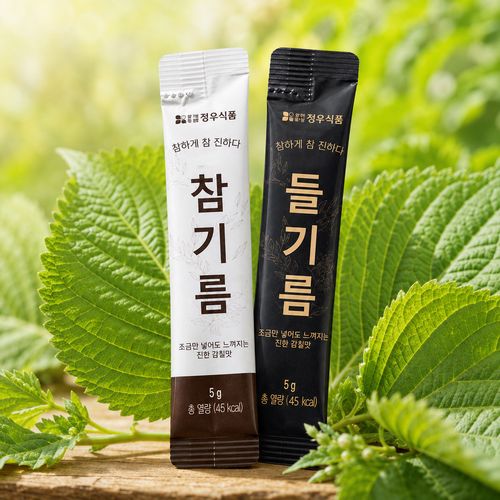 청우 참진한 참기름 스틱 5g 10개 + 들기름 스틱 5g 10개 세트 캠핑 휴대용 여행용 일회용의 썸네일